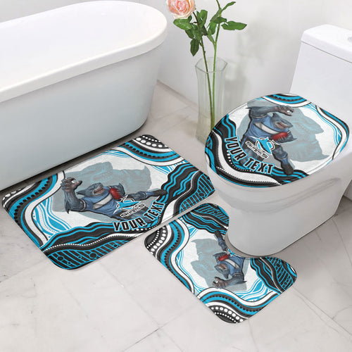 Personalized Cronulla Sutherland Sharks Bathroom Set Aboriginal Dot Art - Dreamtime Rugby Mascot
