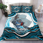 Personalized Cronulla Sutherland Sharks Bedding Set Aboriginal Dot Art - Dreamtime Rugby Mascot