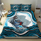 Personalized Cronulla Sutherland Sharks Bedding Set Aboriginal Dot Art - Dreamtime Rugby Mascot
