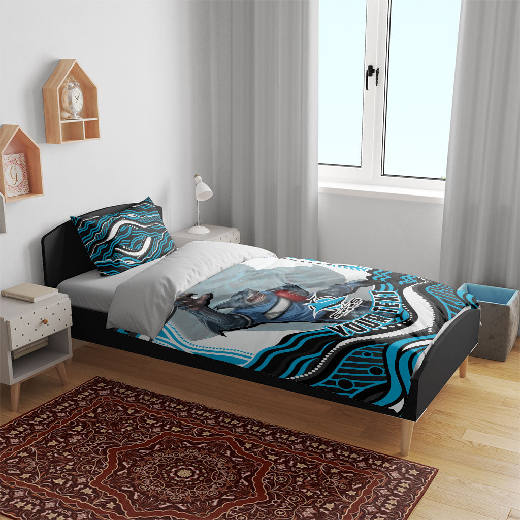 Personalized Cronulla Sutherland Sharks Bedding Set Aboriginal Dot Art - Dreamtime Rugby Mascot