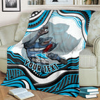Personalized Cronulla Sutherland Sharks Blanket Aboriginal Dot Art - Dreamtime Rugby Mascot