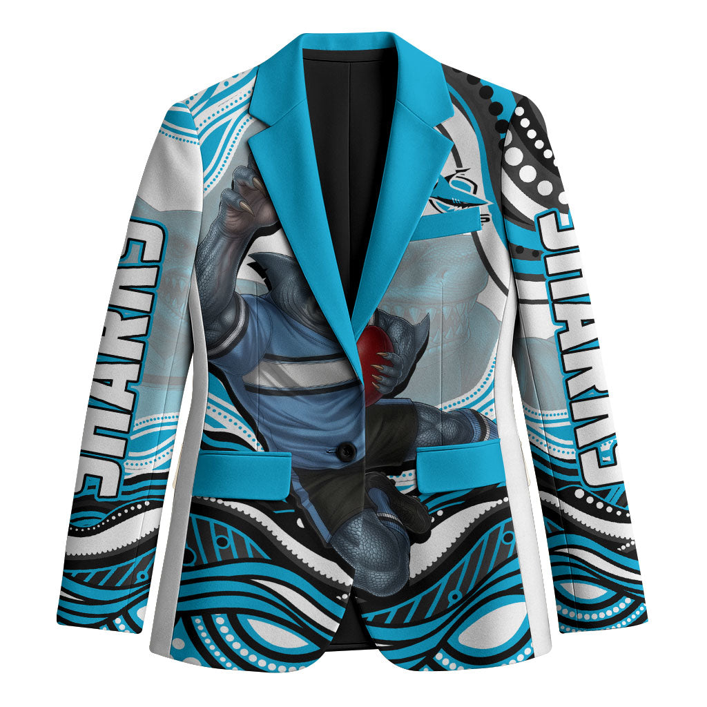 Personalized Cronulla Sutherland Sharks Blazer Aboriginal Dot Art - Dreamtime Rugby Mascot