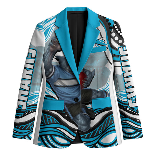 Personalized Cronulla Sutherland Sharks Blazer Aboriginal Dot Art - Dreamtime Rugby Mascot