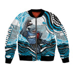 Personalized Cronulla Sutherland Sharks Bomber Jacket Aboriginal Dot Art - Dreamtime Rugby Mascot