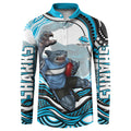 Personalized Cronulla Sutherland Sharks Button Sweatshirt Aboriginal Dot Art - Dreamtime Rugby Mascot