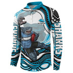 Personalized Cronulla Sutherland Sharks Button Sweatshirt Aboriginal Dot Art - Dreamtime Rugby Mascot