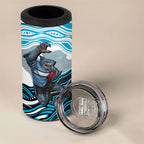 Personalized Cronulla Sutherland Sharks 4 in 1 Can Cooler Tumbler Aboriginal Dot Art - Dreamtime Rugby Mascot