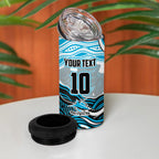Personalized Cronulla Sutherland Sharks 4 in 1 Can Cooler Tumbler Aboriginal Dot Art - Dreamtime Rugby Mascot