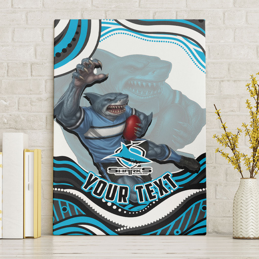 Personalized Cronulla Sutherland Sharks Canvas Wall Art Aboriginal Dot Art - Dreamtime Rugby Mascot
