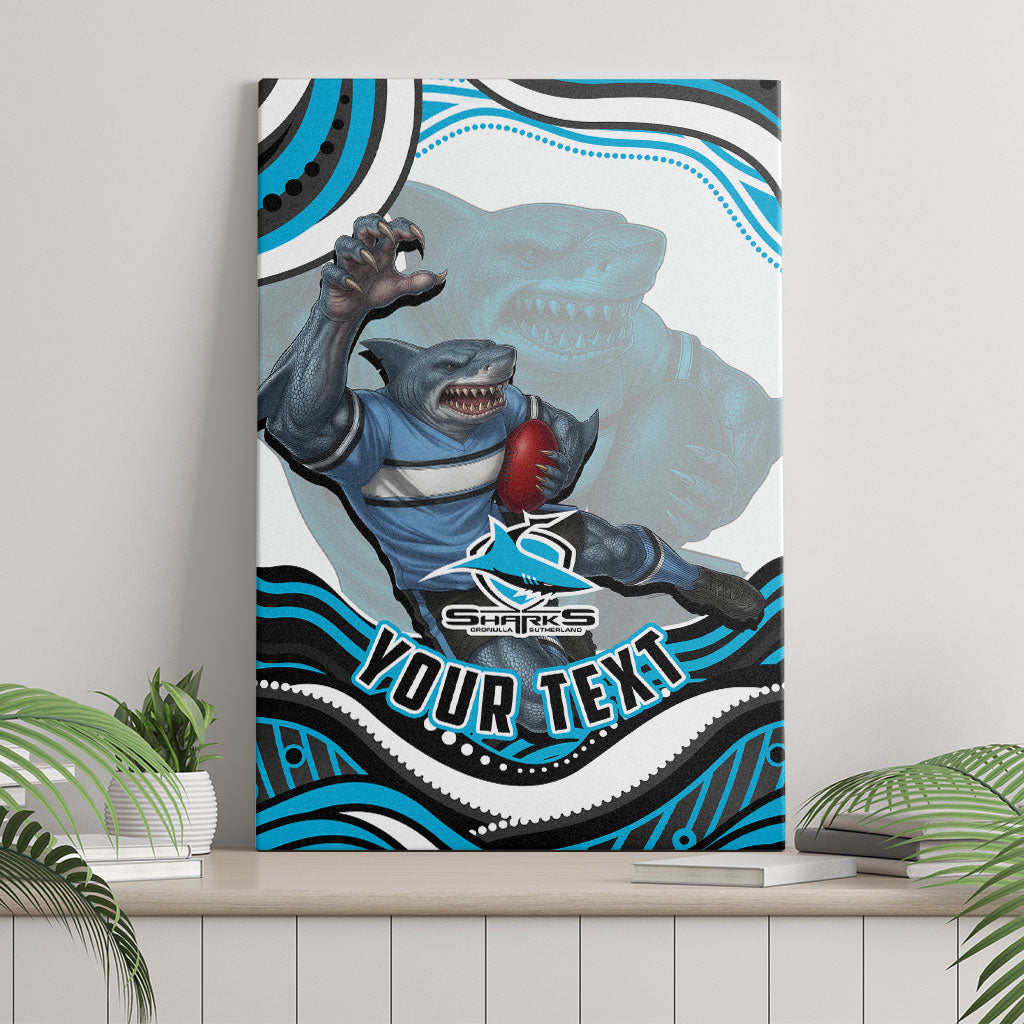 Personalized Cronulla Sutherland Sharks Canvas Wall Art Aboriginal Dot Art - Dreamtime Rugby Mascot