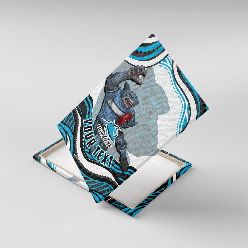 Personalized Cronulla Sutherland Sharks Canvas Wall Art Aboriginal Dot Art - Dreamtime Rugby Mascot