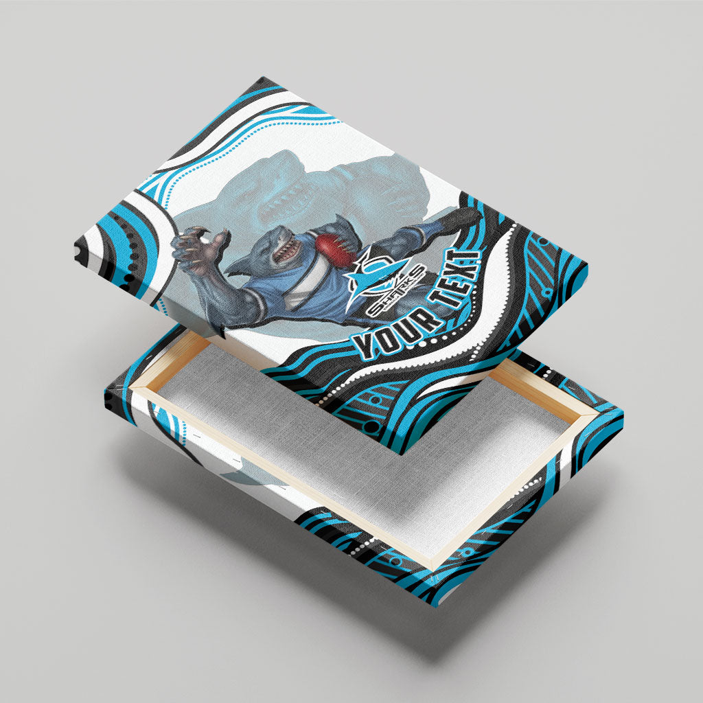 Personalized Cronulla Sutherland Sharks Canvas Wall Art Aboriginal Dot Art - Dreamtime Rugby Mascot
