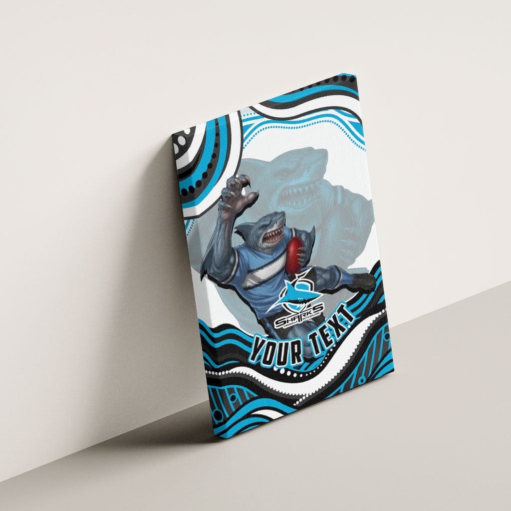 Personalized Cronulla Sutherland Sharks Canvas Wall Art Aboriginal Dot Art - Dreamtime Rugby Mascot