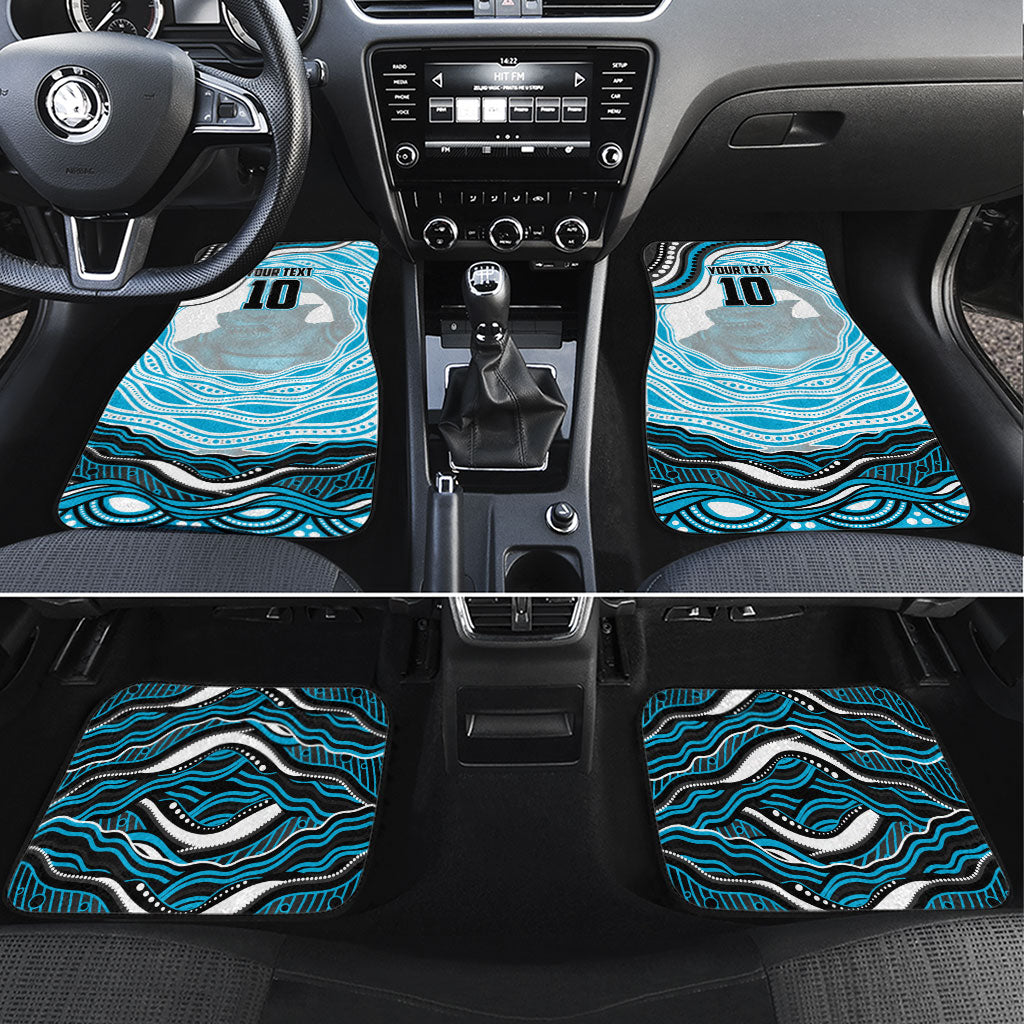 Personalized Cronulla Sutherland Sharks Car Mats Aboriginal Dot Art - Dreamtime Rugby Mascot