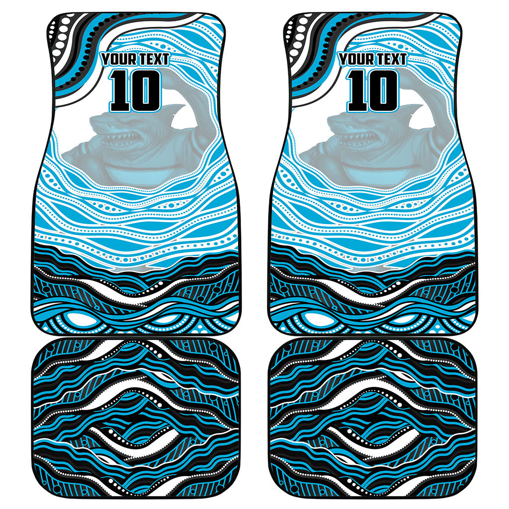 Personalized Cronulla Sutherland Sharks Car Mats Aboriginal Dot Art - Dreamtime Rugby Mascot