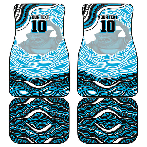 Personalized Cronulla Sutherland Sharks Car Mats Aboriginal Dot Art - Dreamtime Rugby Mascot