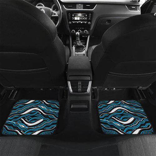 Personalized Cronulla Sutherland Sharks Car Mats Aboriginal Dot Art - Dreamtime Rugby Mascot