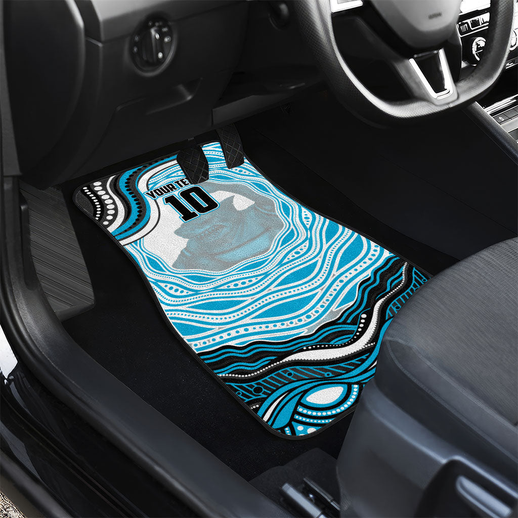 Personalized Cronulla Sutherland Sharks Car Mats Aboriginal Dot Art - Dreamtime Rugby Mascot