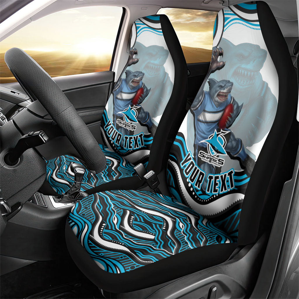 Personalized Cronulla Sutherland Sharks Car Seat Cover Aboriginal Dot Art - Dreamtime Rugby Mascot