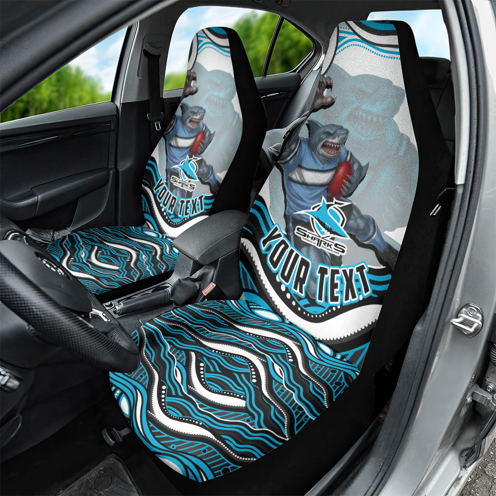 Personalized Cronulla Sutherland Sharks Car Seat Cover Aboriginal Dot Art - Dreamtime Rugby Mascot