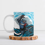 Personalized Cronulla Sutherland Sharks Ceramic Mug Aboriginal Dot Art - Dreamtime Rugby Mascot