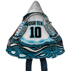 Personalized Cronulla Sutherland Sharks Cloak Aboriginal Dot Art - Dreamtime Rugby Mascot
