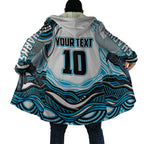 Personalized Cronulla Sutherland Sharks Cloak Aboriginal Dot Art - Dreamtime Rugby Mascot