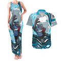 Personalized Cronulla Sutherland Sharks Couples Matching Tank Maxi Dress and Hawaiian Shirt Aboriginal Dot Art - Dreamtime Rugby Mascot