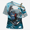 Personalized Cronulla Sutherland Sharks Cross Shoulder Shirt Aboriginal Dot Art - Dreamtime Rugby Mascot
