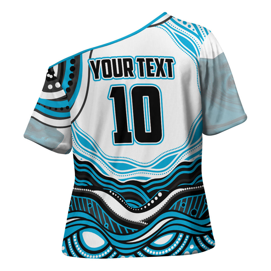 Personalized Cronulla Sutherland Sharks Cross Shoulder Shirt Aboriginal Dot Art - Dreamtime Rugby Mascot