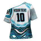 Personalized Cronulla Sutherland Sharks Cross Shoulder Shirt Aboriginal Dot Art - Dreamtime Rugby Mascot