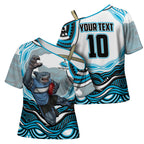 Personalized Cronulla Sutherland Sharks Cross Shoulder Shirt Aboriginal Dot Art - Dreamtime Rugby Mascot