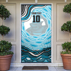 Personalized Cronulla Sutherland Sharks Door Cover Aboriginal Dot Art - Dreamtime Rugby Mascot