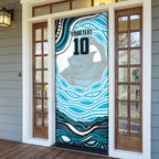 Personalized Cronulla Sutherland Sharks Door Cover Aboriginal Dot Art - Dreamtime Rugby Mascot