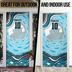 Personalized Cronulla Sutherland Sharks Door Cover Aboriginal Dot Art - Dreamtime Rugby Mascot