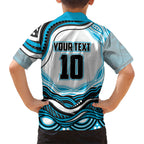 Personalized Cronulla Sutherland Sharks Family Matching Long Sleeve Bodycon Dress and Hawaiian Shirt Aboriginal Dot Art - Dreamtime Rugby Mascot