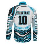 Personalized Cronulla Sutherland Sharks Family Matching Mermaid Dress and Hawaiian Shirt Aboriginal Dot Art - Dreamtime Rugby Mascot