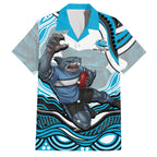 Personalized Cronulla Sutherland Sharks Family Matching Off Shoulder Maxi Dress and Hawaiian Shirt Aboriginal Dot Art - Dreamtime Rugby Mascot