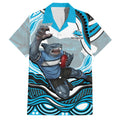 Personalized Cronulla Sutherland Sharks Family Matching Puletasi and Hawaiian Shirt Aboriginal Dot Art - Dreamtime Rugby Mascot