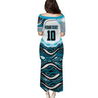 Personalized Cronulla Sutherland Sharks Family Matching Puletasi and Hawaiian Shirt Aboriginal Dot Art - Dreamtime Rugby Mascot
