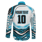 Personalized Cronulla Sutherland Sharks Family Matching Summer Maxi Dress and Hawaiian Shirt Aboriginal Dot Art - Dreamtime Rugby Mascot