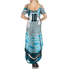 Personalized Cronulla Sutherland Sharks Family Matching Summer Maxi Dress and Hawaiian Shirt Aboriginal Dot Art - Dreamtime Rugby Mascot