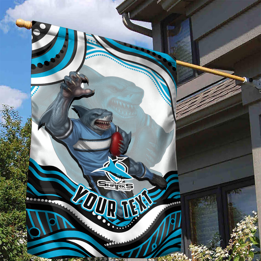 Personalized Cronulla Sutherland Sharks Garden Flag Aboriginal Dot Art - Dreamtime Rugby Mascot