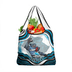 Personalized Cronulla Sutherland Sharks Grocery Bag Aboriginal Dot Art - Dreamtime Rugby Mascot