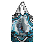 Personalized Cronulla Sutherland Sharks Grocery Bag Aboriginal Dot Art - Dreamtime Rugby Mascot