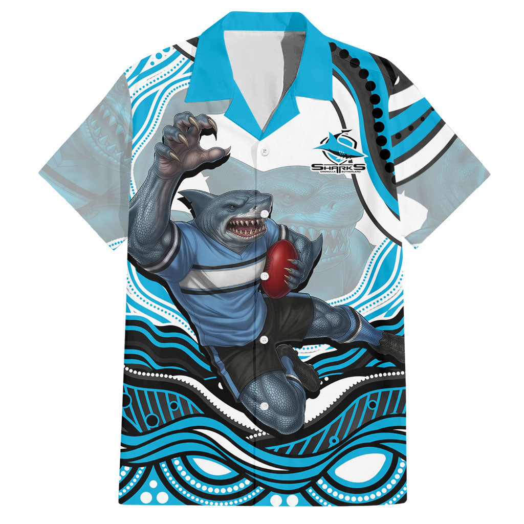 Personalized Cronulla Sutherland Sharks Hawaiian Shirt Aboriginal Dot Art - Dreamtime Rugby Mascot