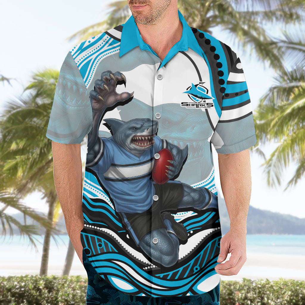 Personalized Cronulla Sutherland Sharks Hawaiian Shirt Aboriginal Dot Art - Dreamtime Rugby Mascot