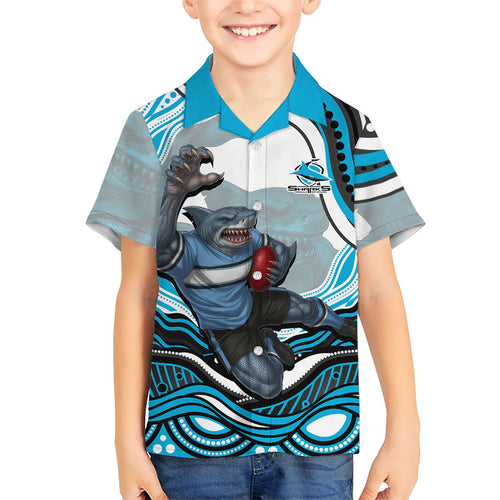 Personalized Cronulla Sutherland Sharks Hawaiian Shirt Aboriginal Dot Art - Dreamtime Rugby Mascot