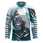 Personalized Cronulla Sutherland Sharks Hockey Jersey Aboriginal Dot Art - Dreamtime Rugby Mascot