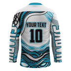 Personalized Cronulla Sutherland Sharks Hockey Jersey Aboriginal Dot Art - Dreamtime Rugby Mascot